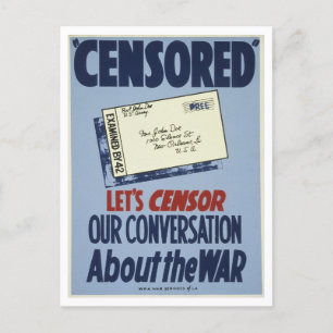 WWII Censorship Poster Postcard