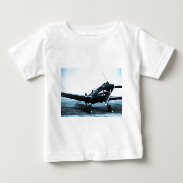 WWII Flying Tigers Curtiss P-40 Fighter Plane Baby T-Shirt (Front)
