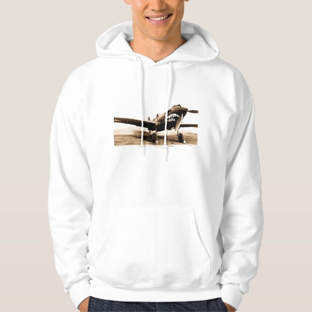 WWII Flying Tigers Curtiss P-40 Fighter Plane Hoodie (Front)