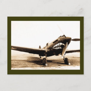 WWII Flying Tigers Curtiss P-40 Fighter Plane Postcard