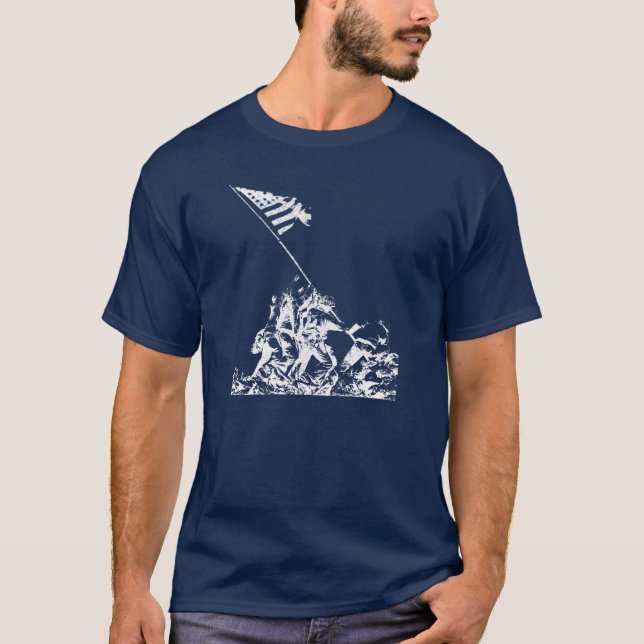 WWII Iwo Jima Flag Raising, white T-Shirt (Front)