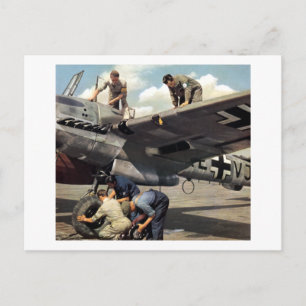 WWII Luftwaffe Ground Crew + ME-110 Postcard