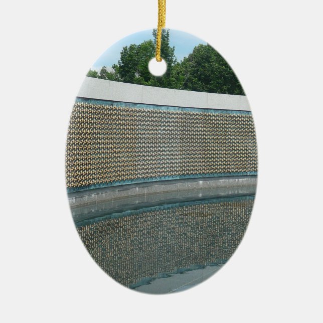 WWII Memorial Freedom Wall in Washington DC Ceramic Tree Decoration (Front)