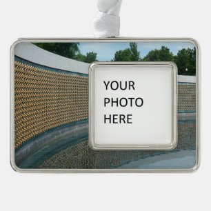 WWII Memorial Freedom Wall in Washington DC Silver Plated Framed Ornament