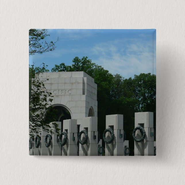 WWII Memorial Wreaths II in Washington DC 15 Cm Square Badge (Front)