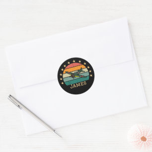 WWII Military Fighter War Aeroplane Retro Classic Round Sticker