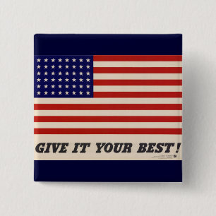 WWII Patriotic Poster Button