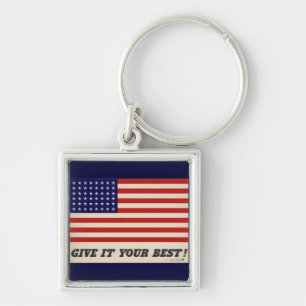 WWII Patriotic Poster Keychain