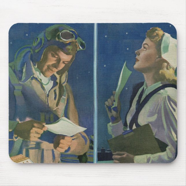 WWII pilot and nurse long distance romance Mouse Pad (Front)