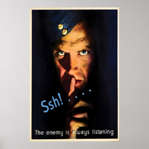 WWII Propaganda Poster Pssssst, Spies! - Second