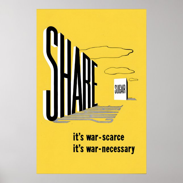 WWII Propaganda Poster UK Britain Share sugar Wall (Front)