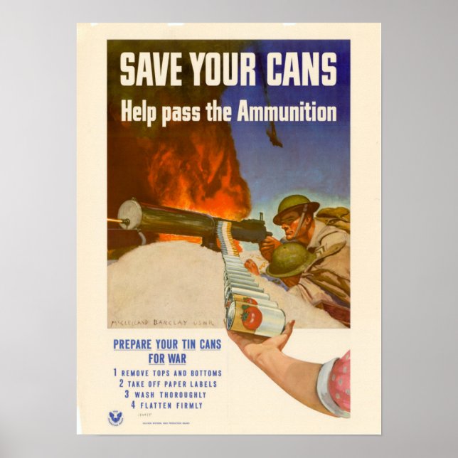 WWII Save Your Cans Poster (Front)