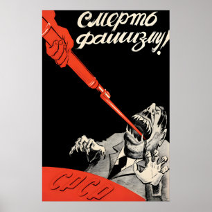 WWII Soviet Propaganda Poster Death to Fascism