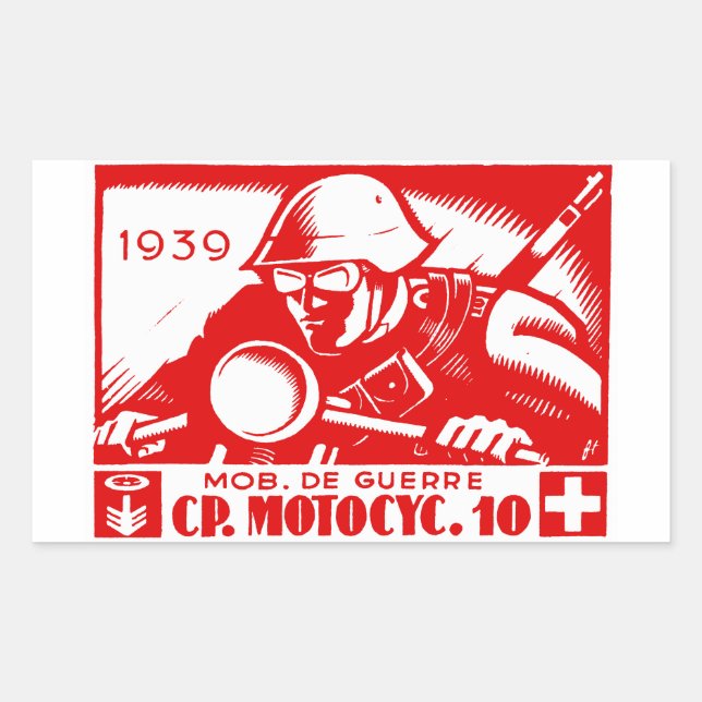 WWII Swiss Motorcycle Company Rectangular Sticker (Front)
