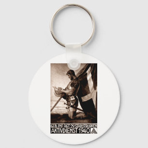 WWII Swiss Poster Key Ring