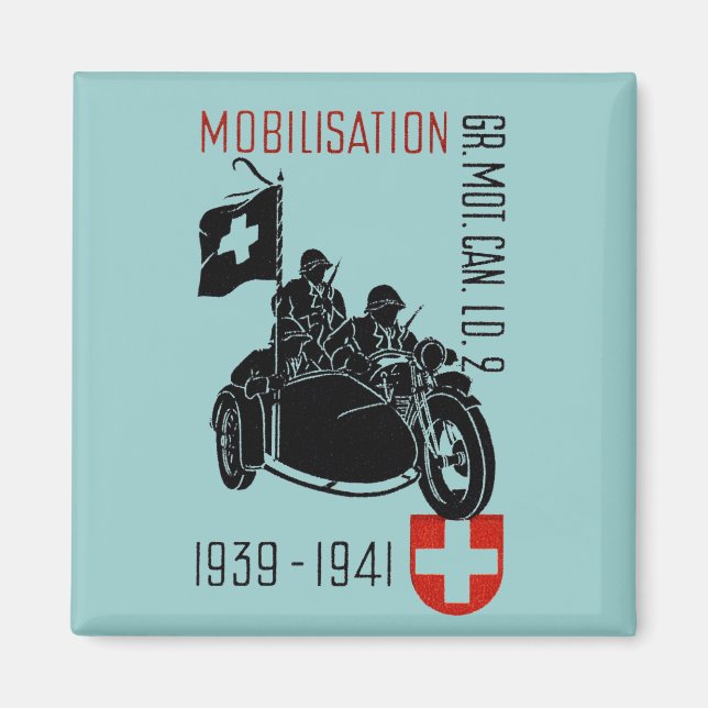 WWII Swiss Recon Motorcycle Magnet (Front)