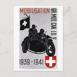 WWII Swiss Recon Motorcycle Postcard
