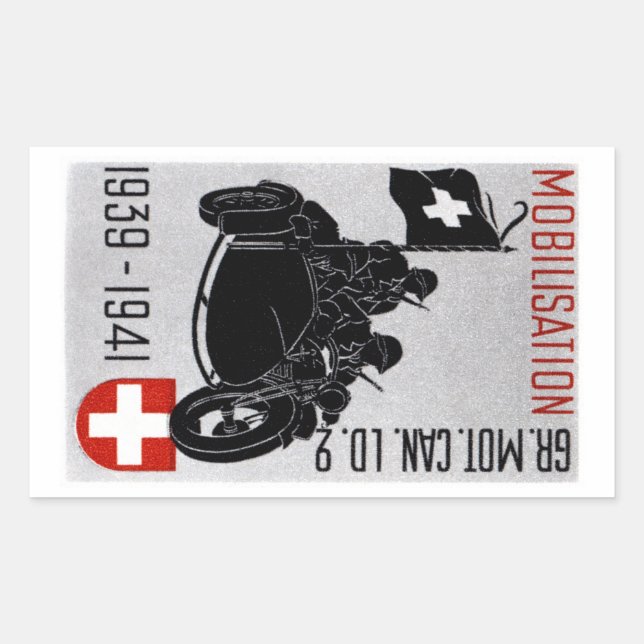 WWII Swiss Recon Motorcycle Rectangular Sticker (Front)