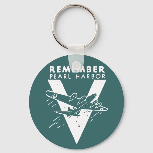 WWII White Remember Pearl Harbour Key Ring (Front)