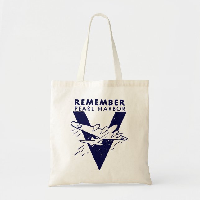 WWII White Remember Pearl Harbour Tote Bag (Front)