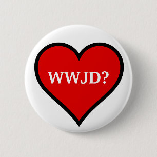 WWJD Heart 6 Cm Round Badge