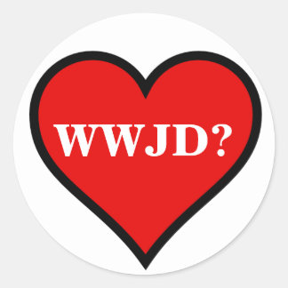 WWJD Heart Classic Round Sticker