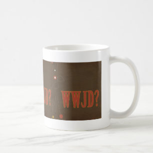 WWJD rust text whimsy Coffee Mug