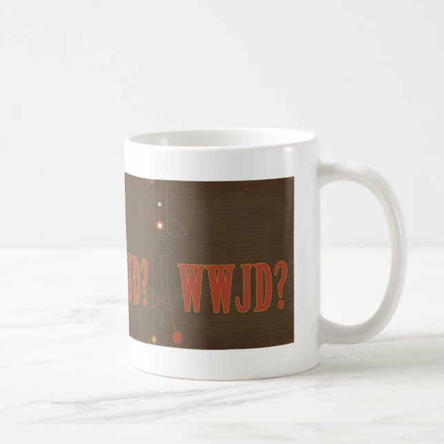 WWJD rust text whimsy Coffee Mug (Right)