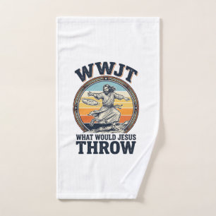 WWJT What Would Jesus Throw Vintage Disc Shirt_1 Hand Towel