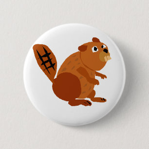 WX- Funny Beaver Primitive Art 6 Cm Round Badge