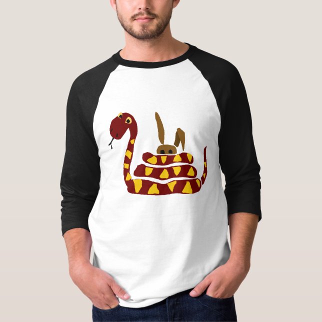 WX- Funny Snake Squeezing Rabbit Cartoon T-Shirt (Front)