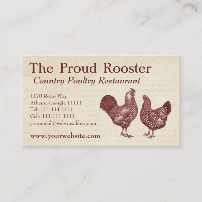 Wyandotte Chickens Rustic Vintage Country Farm Business Card (Front)
