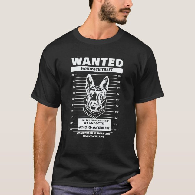 Wyandotte Police Department Mugshot of K 9 Ice San T-Shirt (Front)
