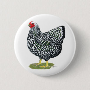 Wyandotte:  Silver-laced Hen 6 Cm Round Badge