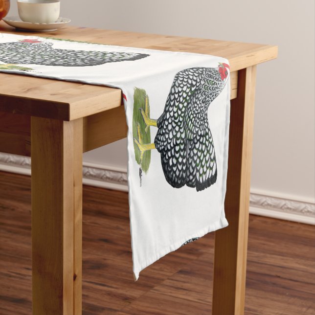 Wyandotte:  Silver-laced Hen Short Table Runner (In Situ)