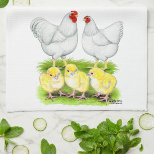 Wyandotte White Chicken Family Tea Towel