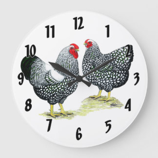 Wyandottes Silver-laced Pair Large Clock