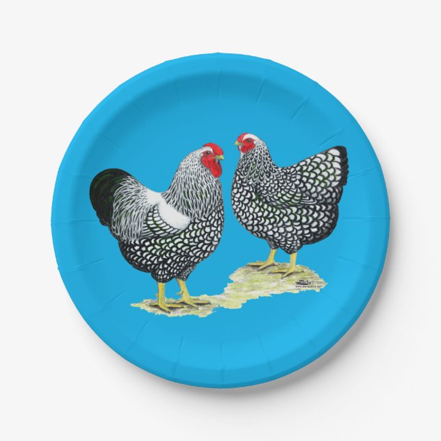 Wyandottes Silver-laced Pair Paper Plate (Front)