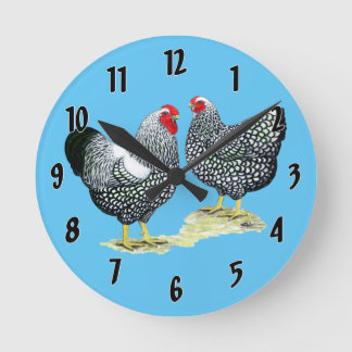 Wyandottes Silver-laced Pair Round Clock