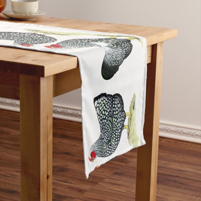 Wyandottes Silver-laced Pair Short Table Runner (In Situ)