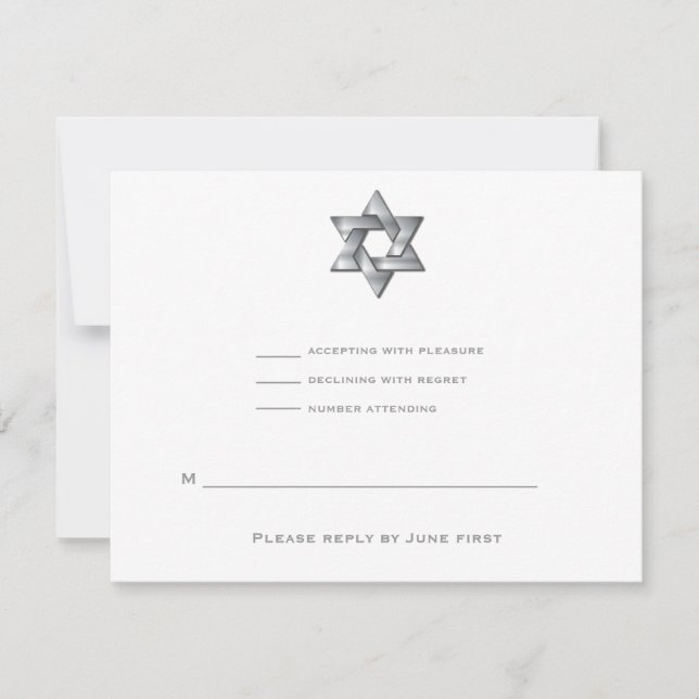 Wyatt Bar Mitzvah Invitation Jewish Star RSVP (Front)