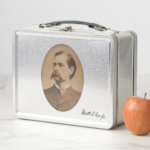 Wyatt Earp Portrait and Signature Metal Lunch Box