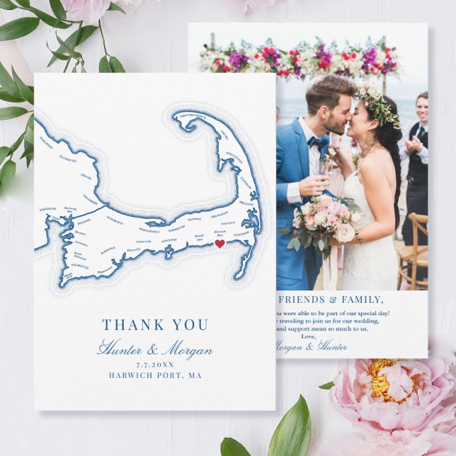 Wychmere Beach Club Cape Cod Wedding Photo Thank You Card (These Harwich Port MA Thank You Cards are perfect for your Wychmere Beach Club destination wedding)