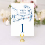 Wychmere Beach Resort Harwich Port Wedding  Table Number<br><div class="desc">These charming Harwich Port, MA map table numbers are perfect for your Cape Cod destination wedding reception at Wychmere Beach Resort. They also make great table numbers for rehearsal dinners on Cape Cod or any other large party. The hand drawn map of Cape Cod includes Barnstable, Bourne, Brewster, Buzzards Bay,...</div>