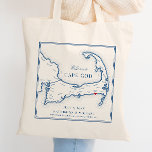 Wychmere Harwich Port MA Wedding Favour Welcome Tote Bag<br><div class="desc">These custom Cape Cod map tote bags are the perfect wedding favour to welcome your guests to your Wychmere Beach Club destination wedding in Harwich Port, MA. Fill them with "Welcome to Cape Cod" welcome bag goodies, or customise them as gifts for your wedding party. Move the heart by clicking...</div>