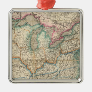 Wyld's Military Map Of The United States Metal Tree Decoration
