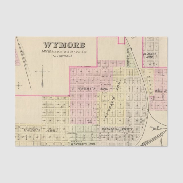 Wymore and Filley, Nebraska Tissue Paper (Front)