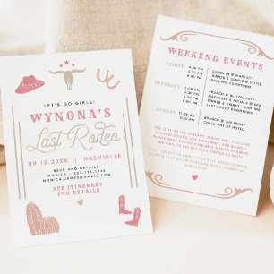 WYNONA Blush Pink Last Rodeo Cowgirl Bachelorette Invitation