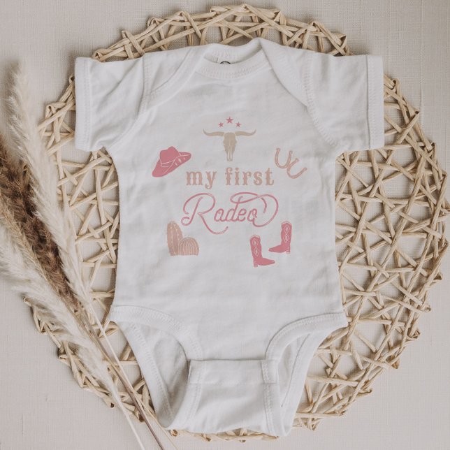 WYNONA Boho Blush Pink 1st Rodeo Cowgirl Country Baby Bodysuit (Creator Uploaded)