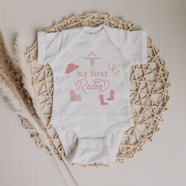 WYNONA Boho Blush Pink 1st Rodeo Cowgirl Country Baby Bodysuit (Creator Uploaded)